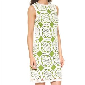 TORY BURCH WHITE & GREEN CROCHET DRESS